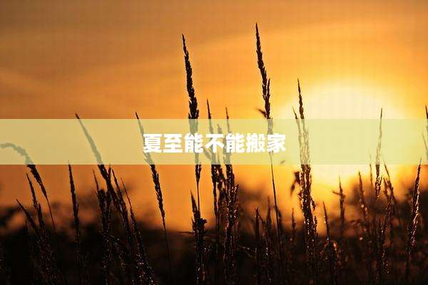 夏至能不能搬家