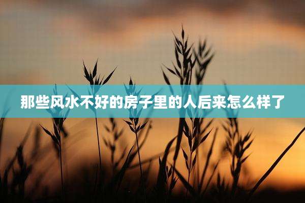 那些风水不好的房子里的人后来怎么样了