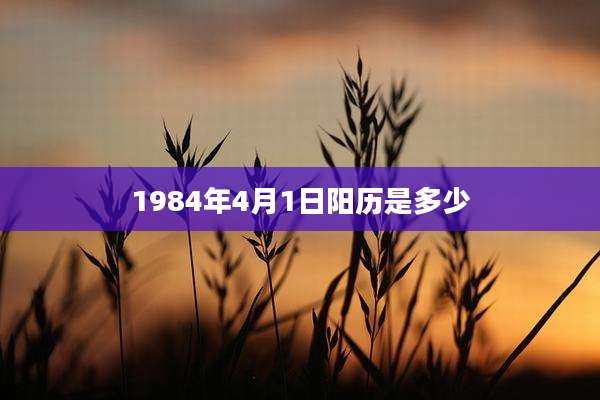 1984年4月1日阳历是多少