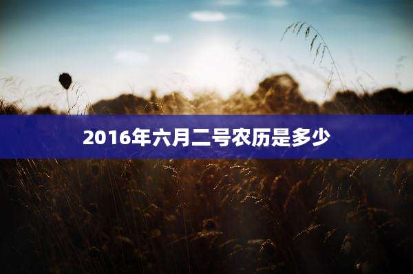 2016年六月二号农历是多少
