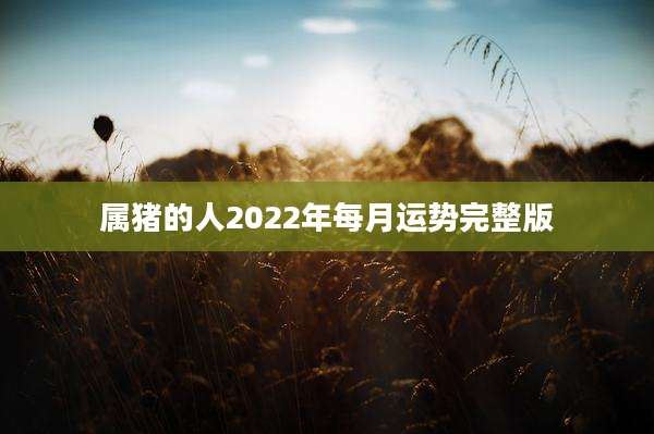 属猪的人2022年每月运势完整版