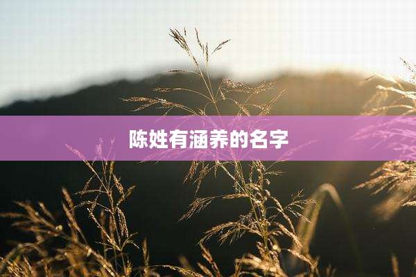 陈姓有涵养的名字