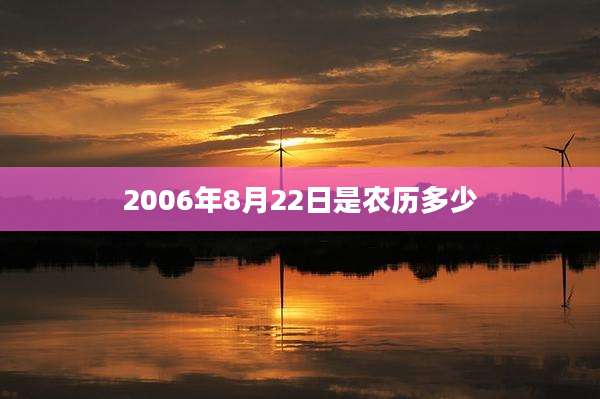 2006年8月22日是农历多少