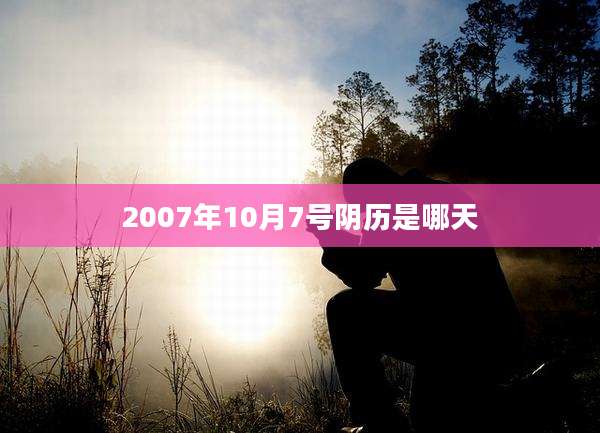 2007年10月7号阴历是哪天