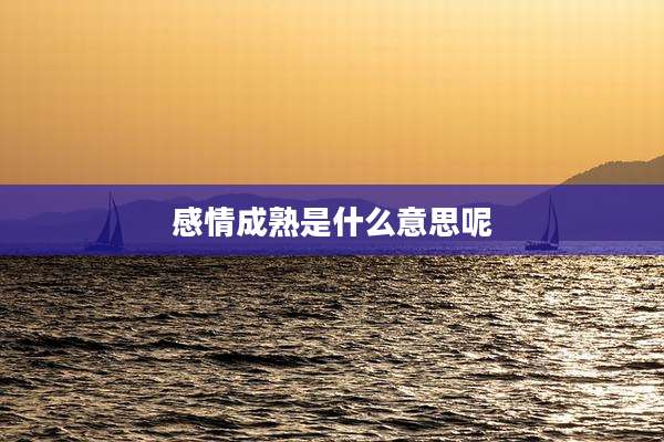 感情成熟是什么意思呢