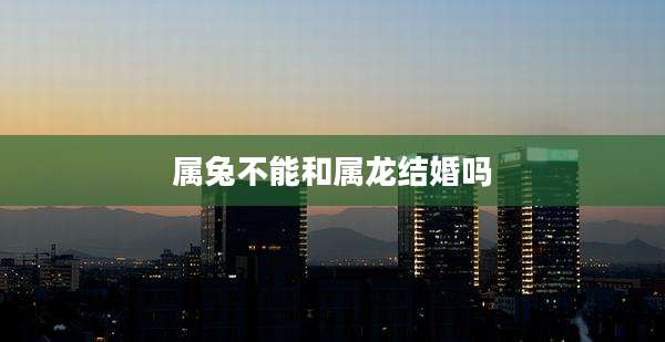 属兔不能和属龙结婚吗