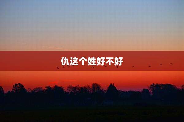 仇这个姓好不好