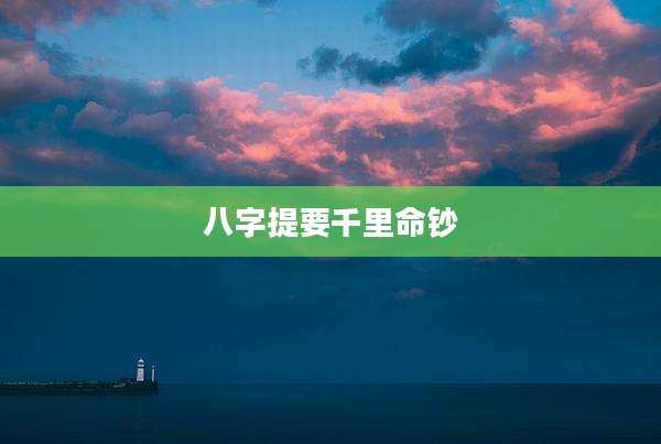 八字提要千里命钞