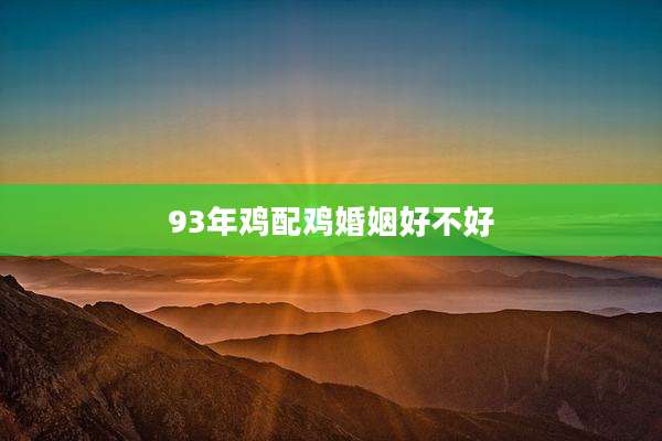 93年鸡配鸡婚姻好不好