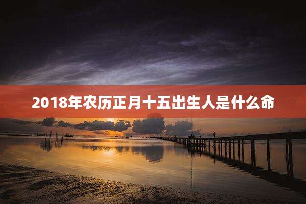 2018年农历正月十五出生人是什么命