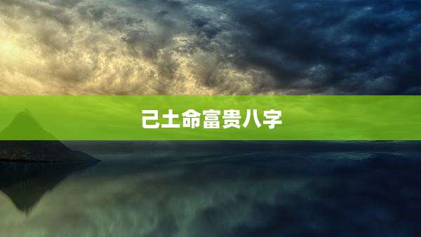 己土命富贵八字
