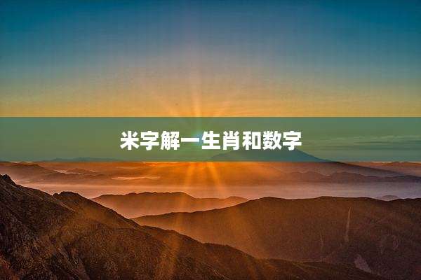 米字解一生肖和数字