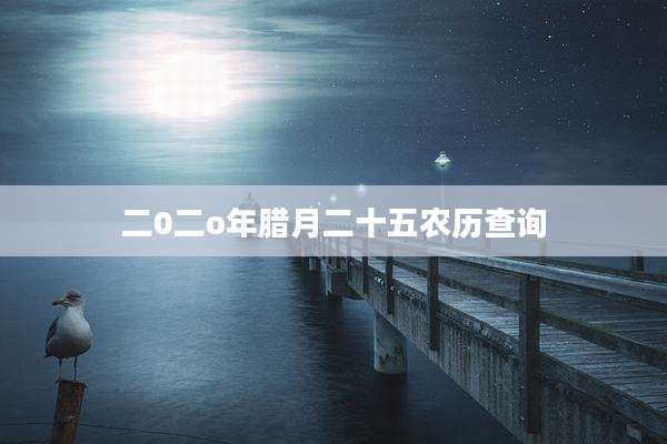 二0二o年腊月二十五农历查询
