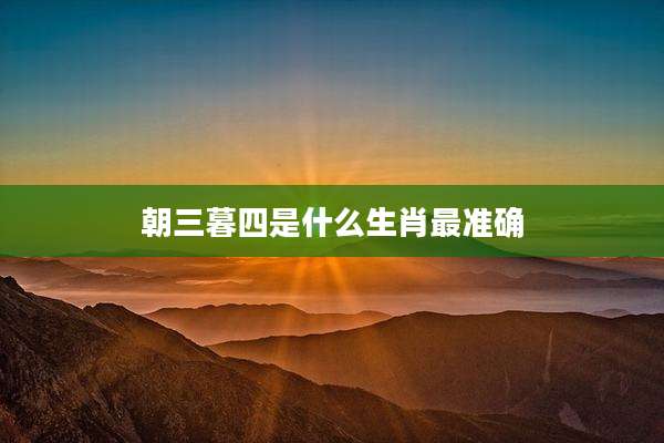 朝三暮四是什么生肖最准确