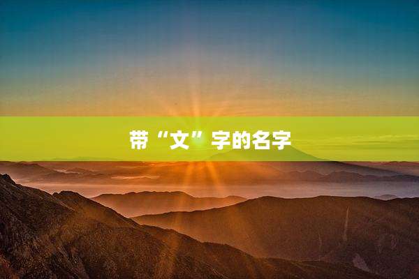 带“文”字的名字
