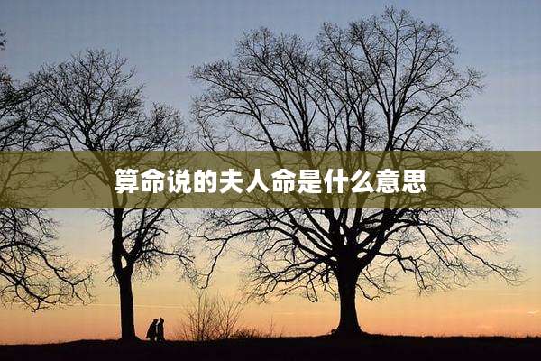 算命说的夫人命是什么意思