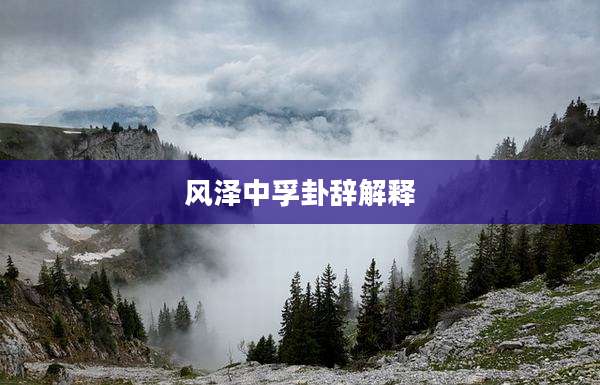 风泽中孚卦辞解释