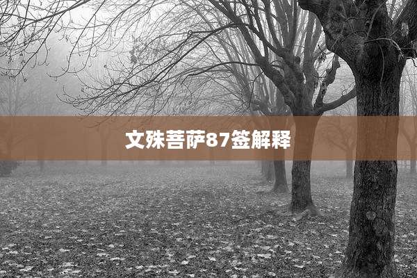 文殊菩萨87签解释