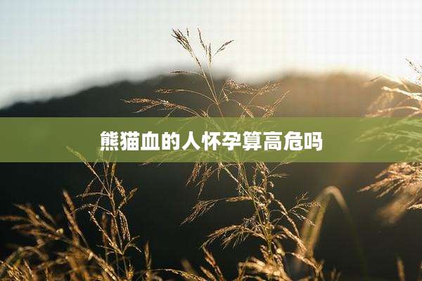 熊猫血的人怀孕算高危吗